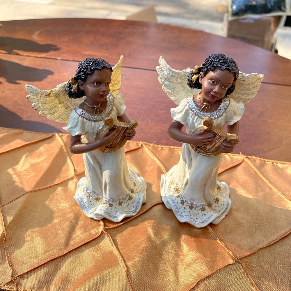 Beautiful African American Angel figurines. 3-4 inches tall.